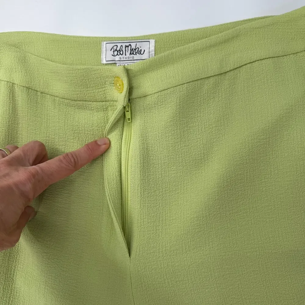 Vintage Bob Mackie Studio Lime Green PantSuit Retro Y2K Career Suit Size 14 (10)